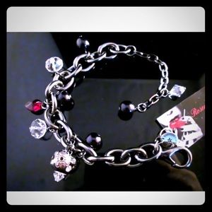 Chunky Swarovski gunmetal chain bracelet
